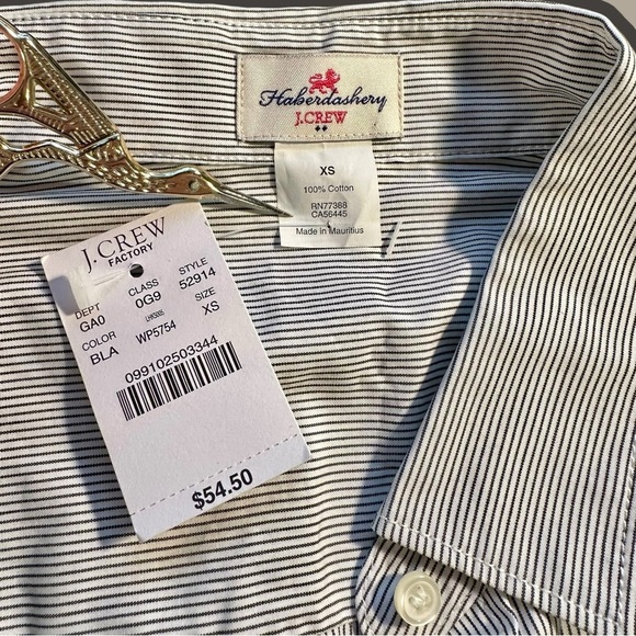 NWT J. Crew Factory Haberdashery Blue & White ‘Striped Classic Button-Up Shirt’ - Picture 2 of 13